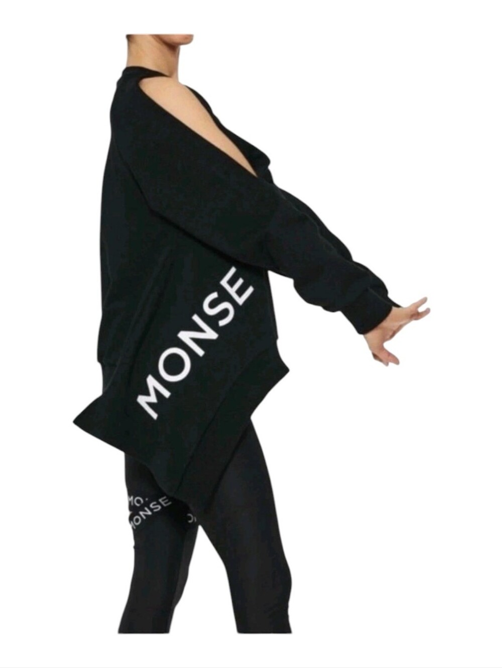 Monse Cold Shoulder Asymmetrical Oversized Logo Sweatshirt Size Med $590